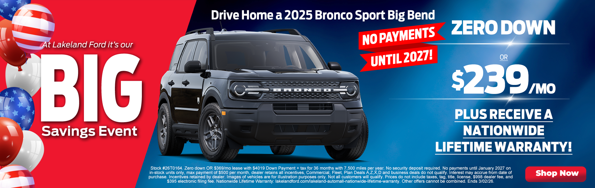 2025 Bronco Sport Big Bend $239/mo OR ZERO DOWN
