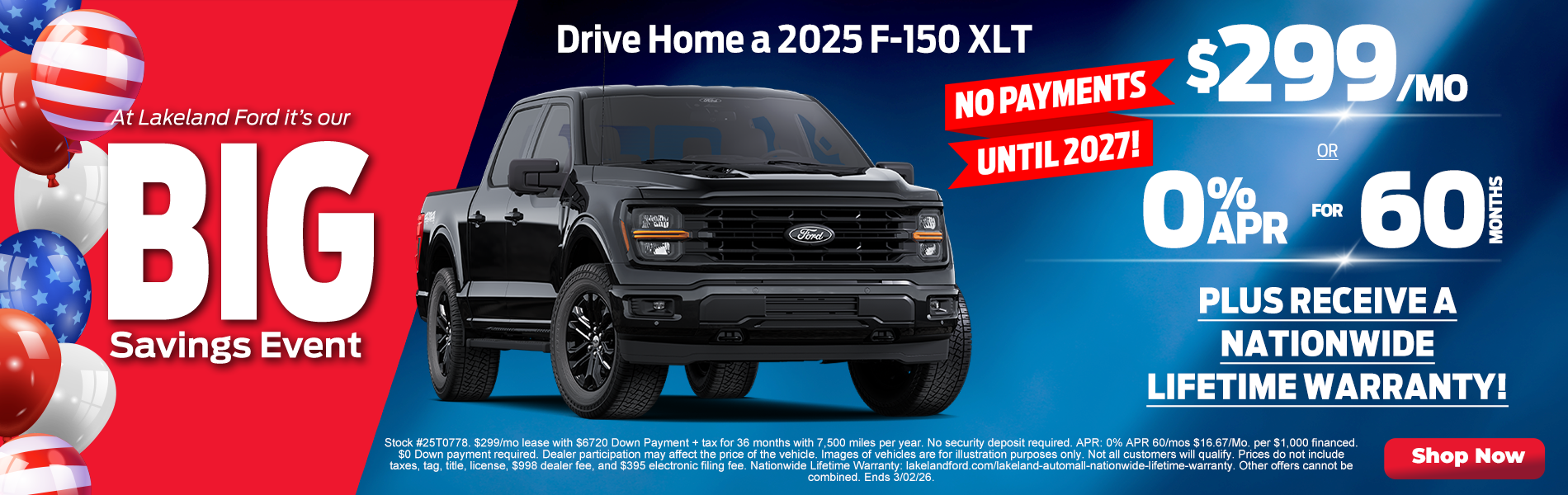 2025 F-150 XLT $299/mo OR ZERO DOWN