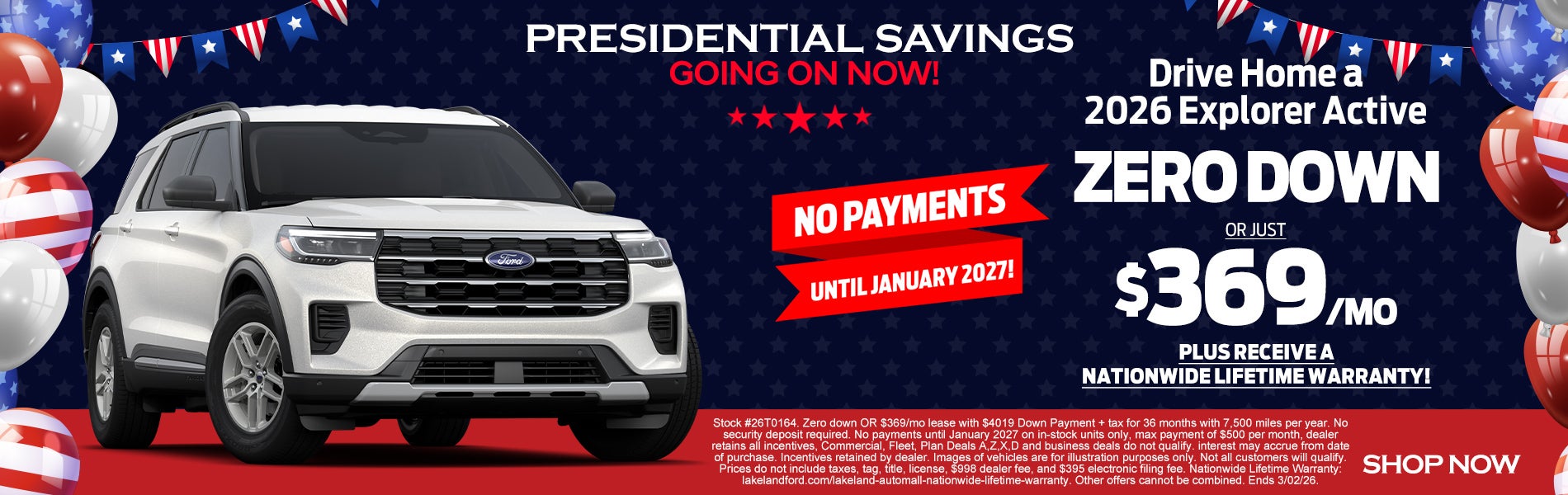 2026 Explorer Active $369/mo OR ZERO DOWN