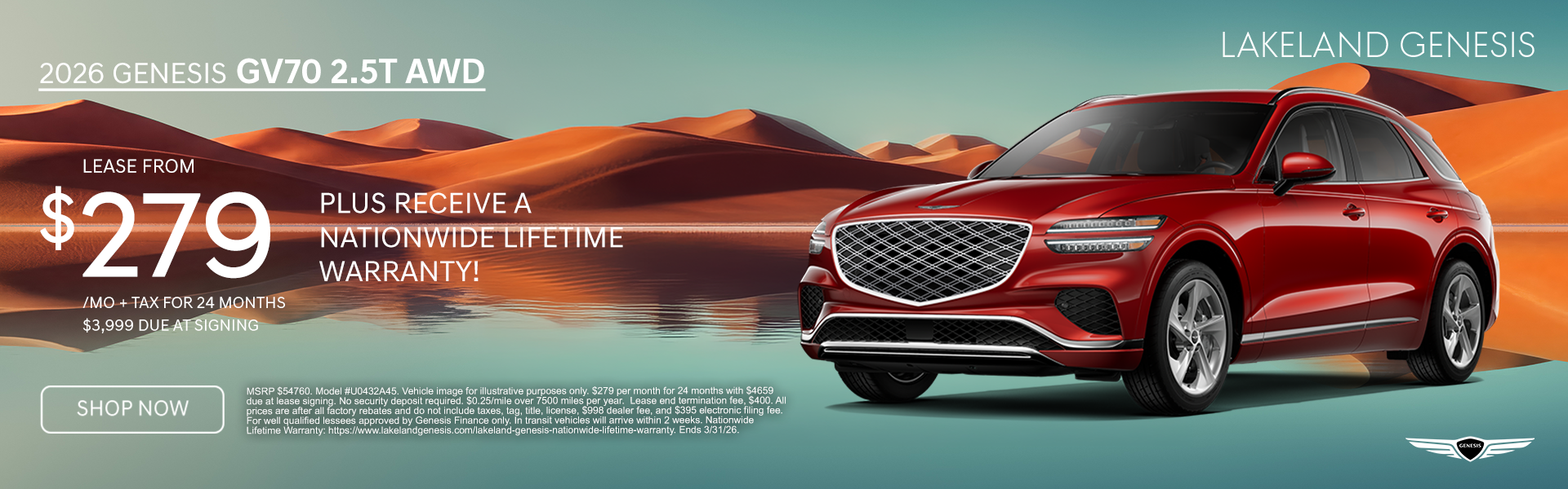 Genesis GV70 $279/mo