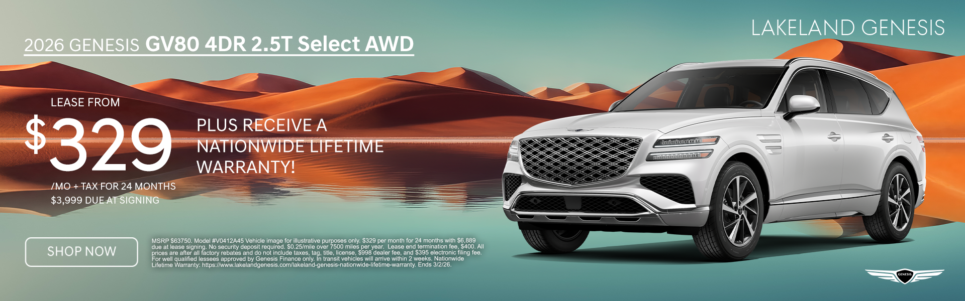 Genesis GV80 $329/mo 