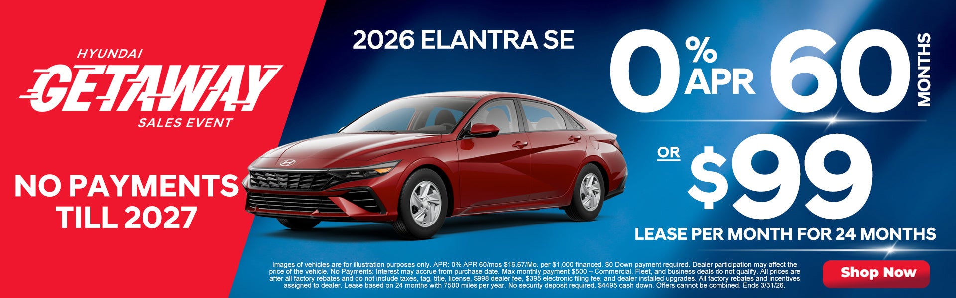 Elantra $99/mo