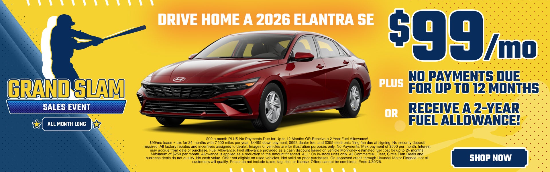 Elantra $99/mo