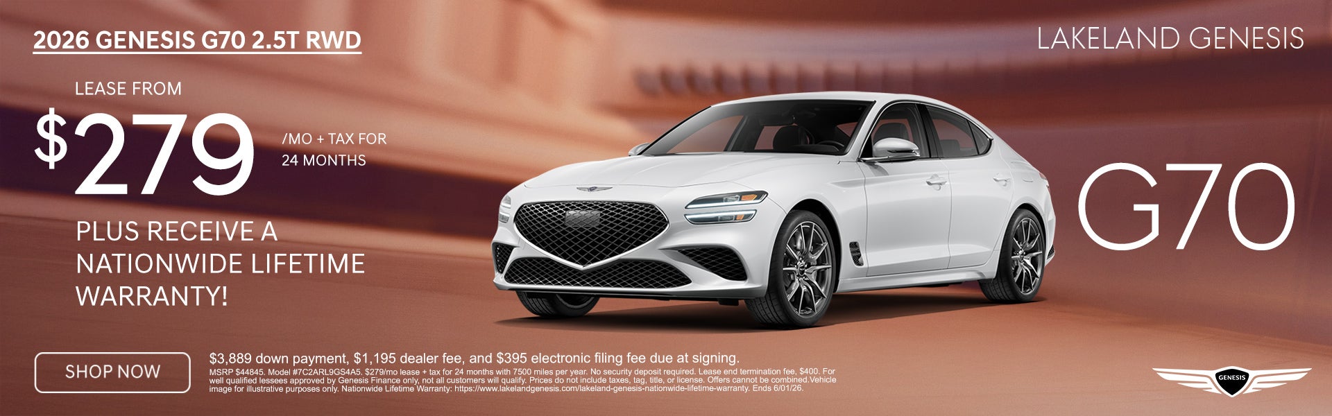 2026 G70 $279/mo