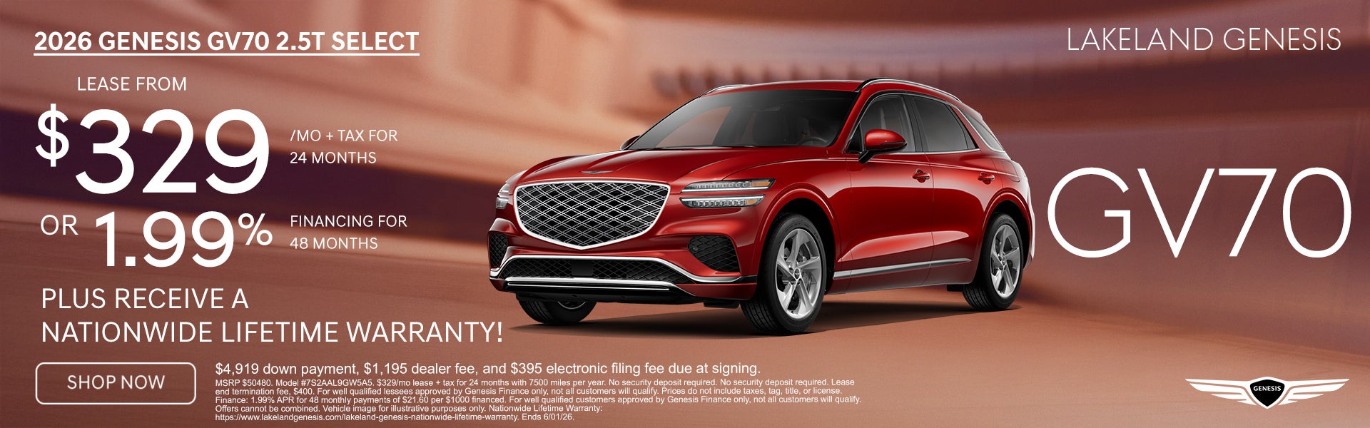 Genesis GV70 $329/mo