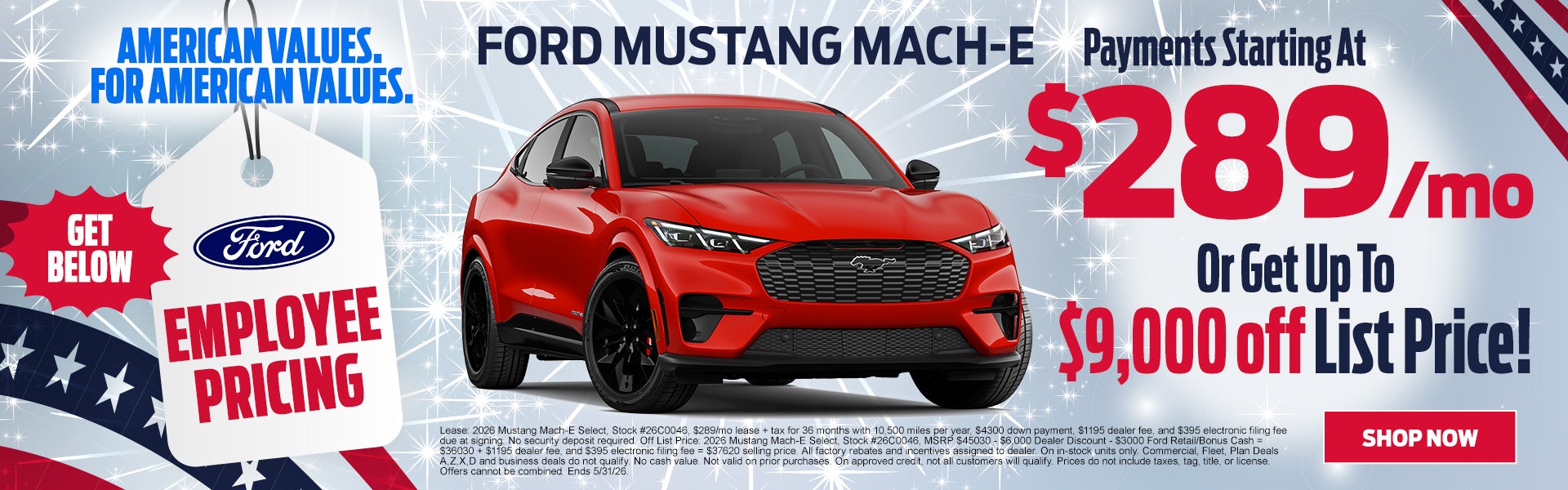 2026 Mustang Mach-E $289/mo