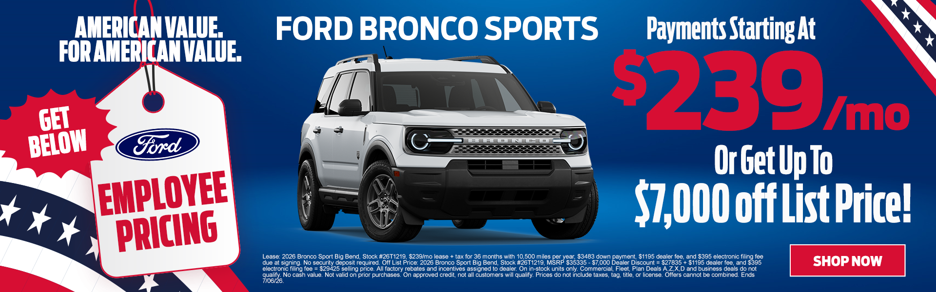 2026 Bronco $239/mo OR up to $7,000 off