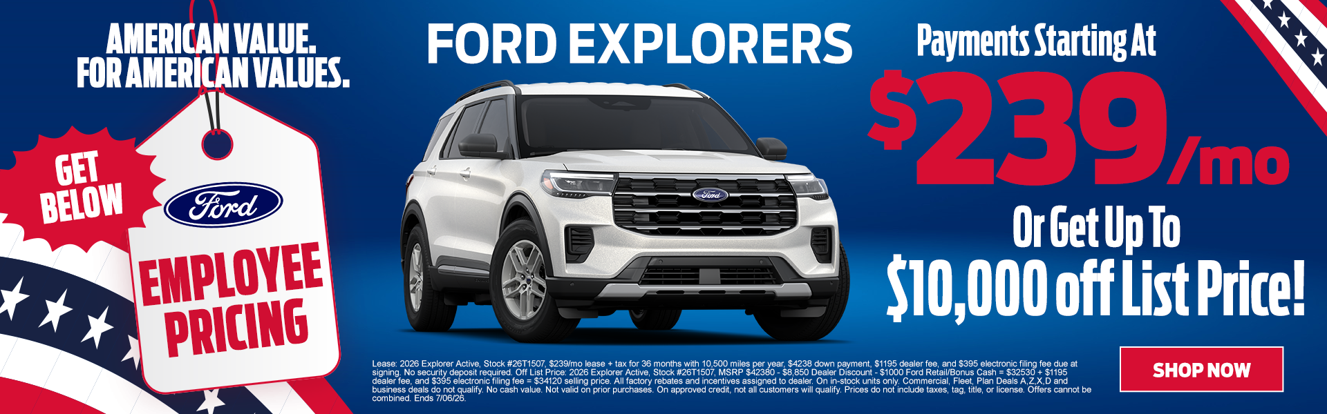 2026 Explorer Active $239/mo OR up to $10,000 off
