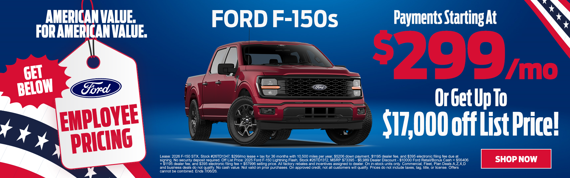2025 F-150 XLT $299/mo OR up to $17,000 off MSRP