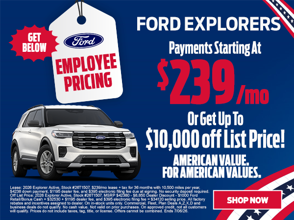Ford Explorer starting at $239/mo
