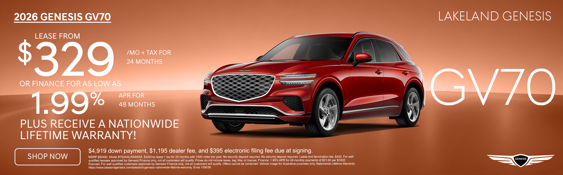 Genesis GV70 $329/mo