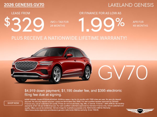 Genesis GV70 $329/mo OR 1.99% APR