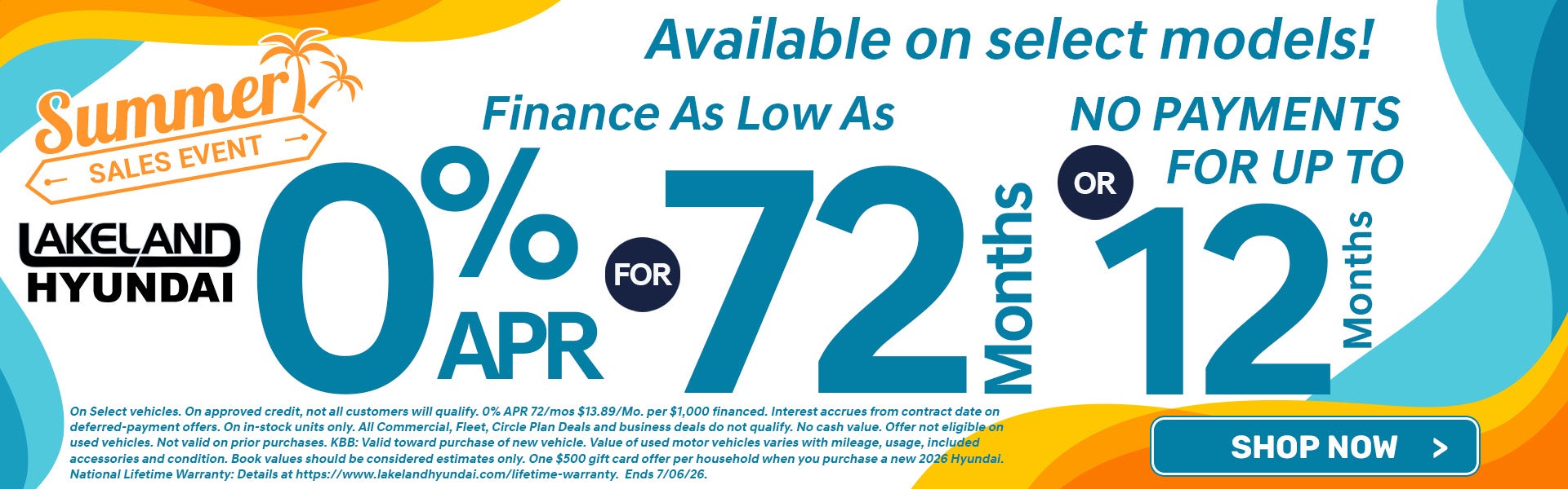 0% for 72/mo PLUS No Payments up to 12 Months!