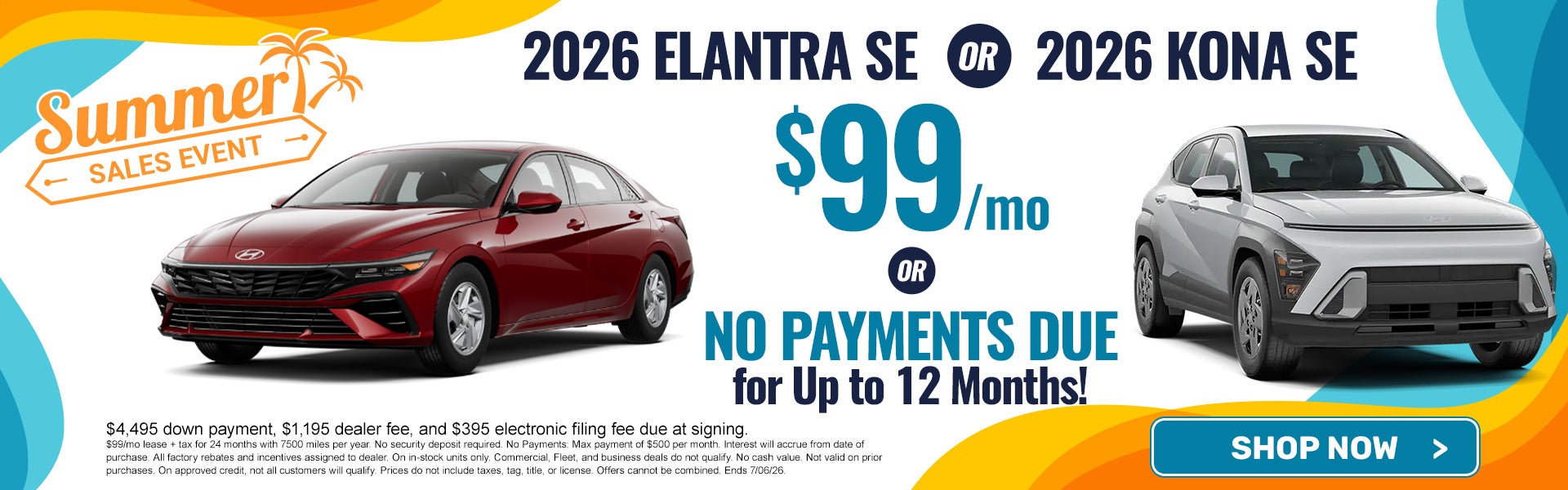 2026 Elantra OR Kona $99/mo