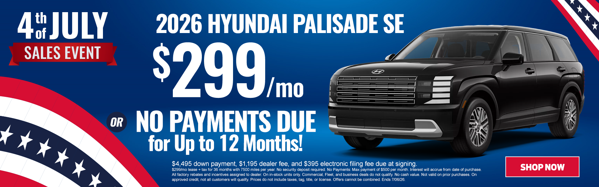 Palisade SE $299/mo