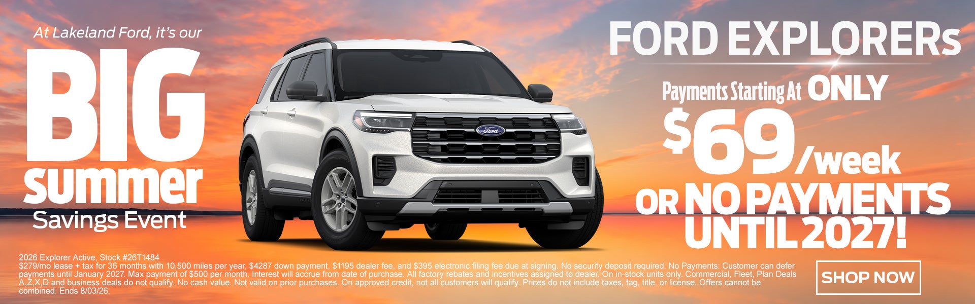 2026 Explorer Active starting at $69 a week