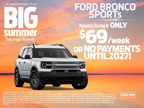 2026 Bronco Sport starting at $69 a week