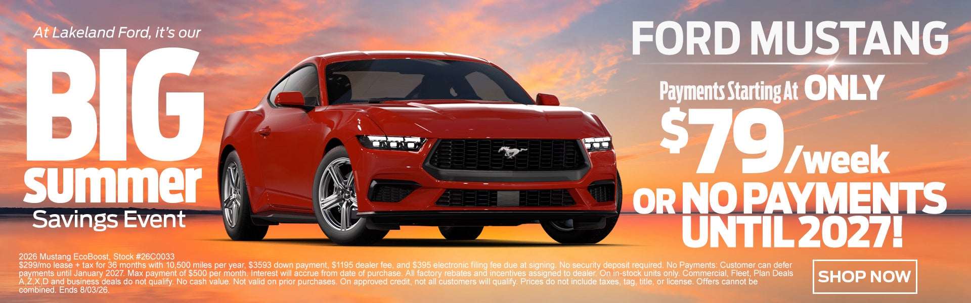 Ford Mustang starting at $79 a week