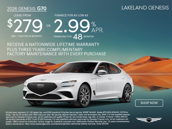 2026 Genesis G70 Lease from $279/mo
