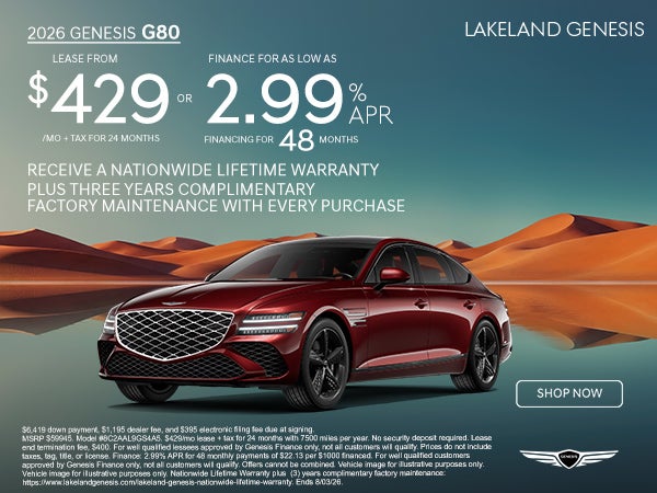 2026 Genesis G80 Lease from $429/mo