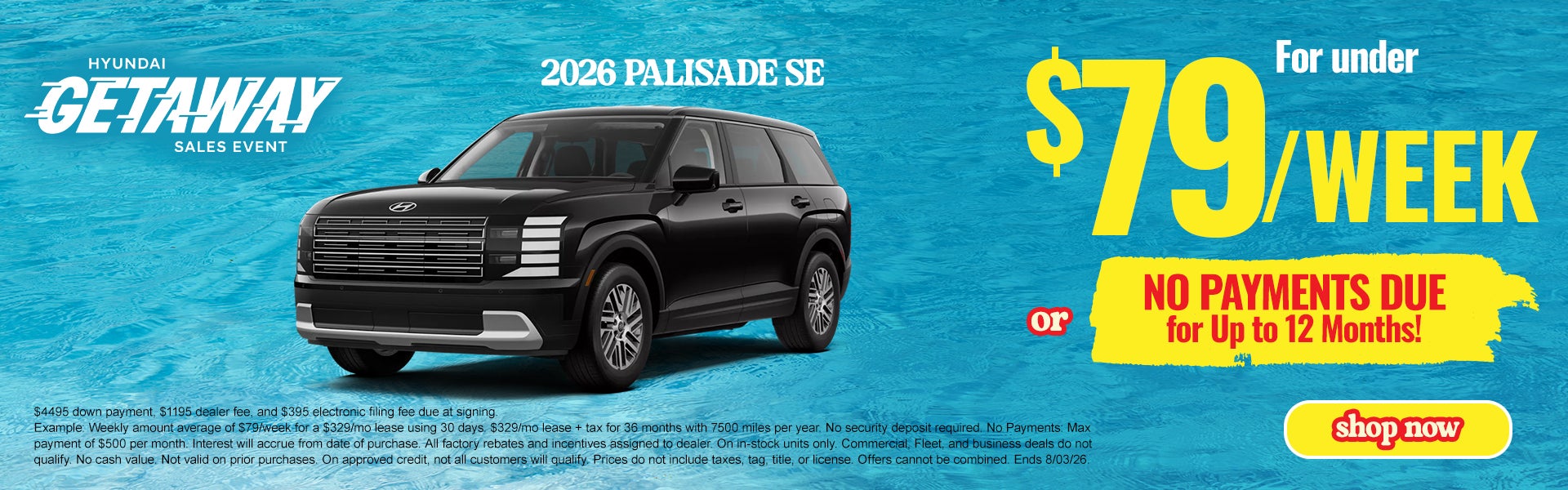 2026 Palisade under $79 a week