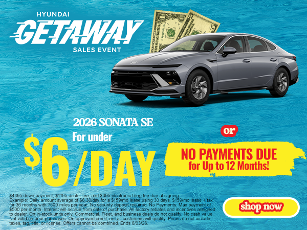 2026 Sonata Just $6 a day