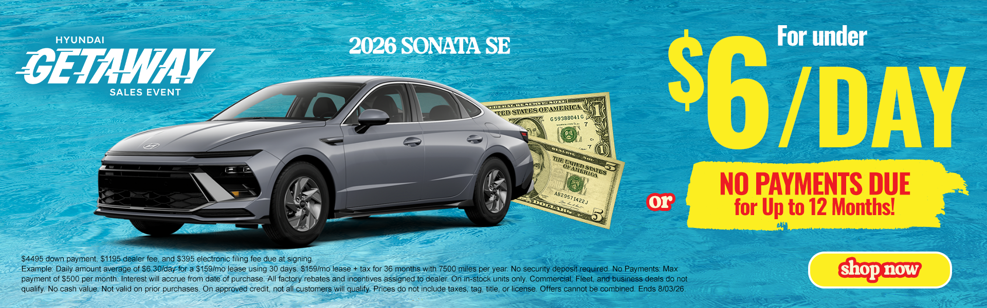 2026 Sonata Just $6 a day