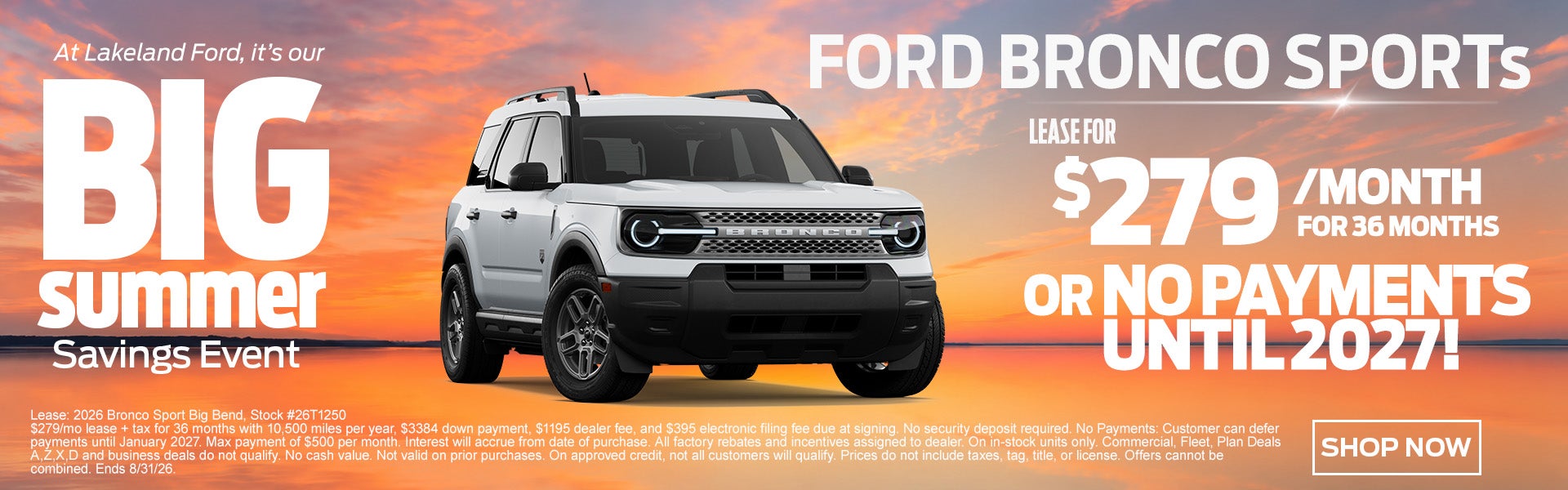 2026 Bronco Sport starting at $279/mo