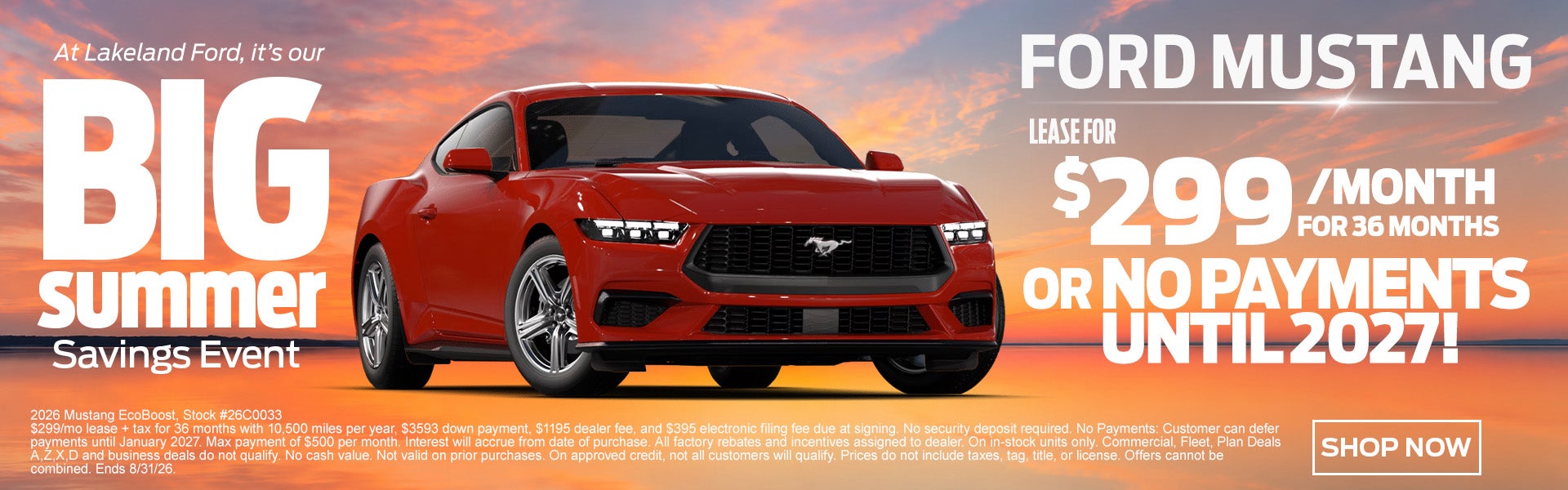Ford Mustang starting at $299/mo