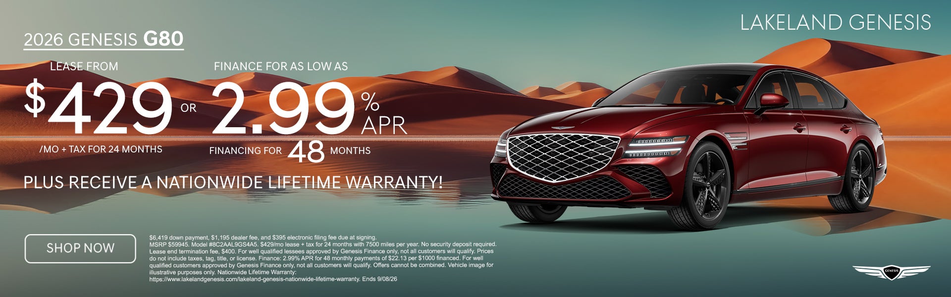 2026 Genesis G80 Lease from $429/mo