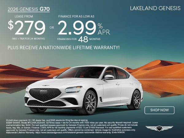 G70 $279/mo OR 2.99% APR