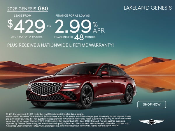 2026 Genesis G80 Lease from $429/mo