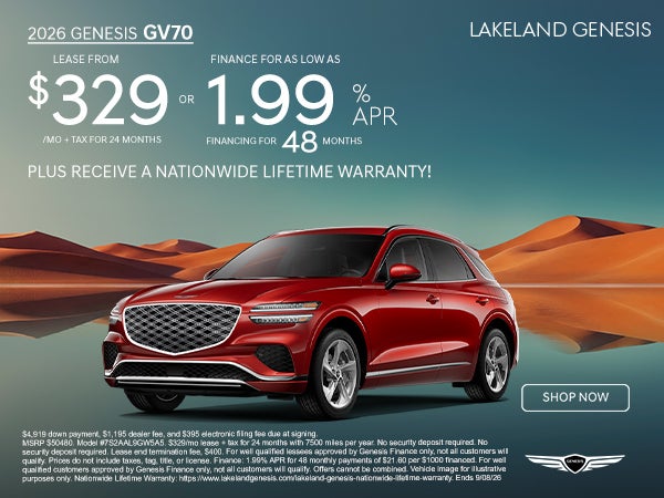 Genesis GV70 $329/mo OR 1.99% APR