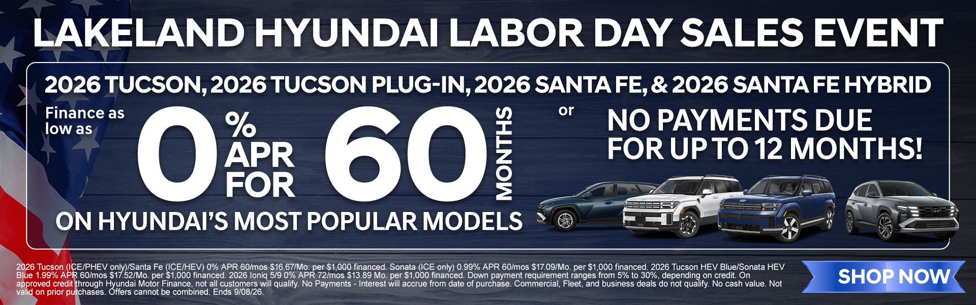 0% for 60/mo OR No Payments up to 12 Months!