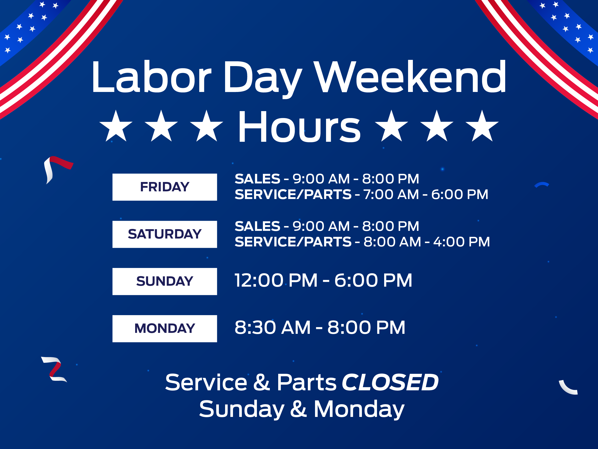 Labor Day Hours