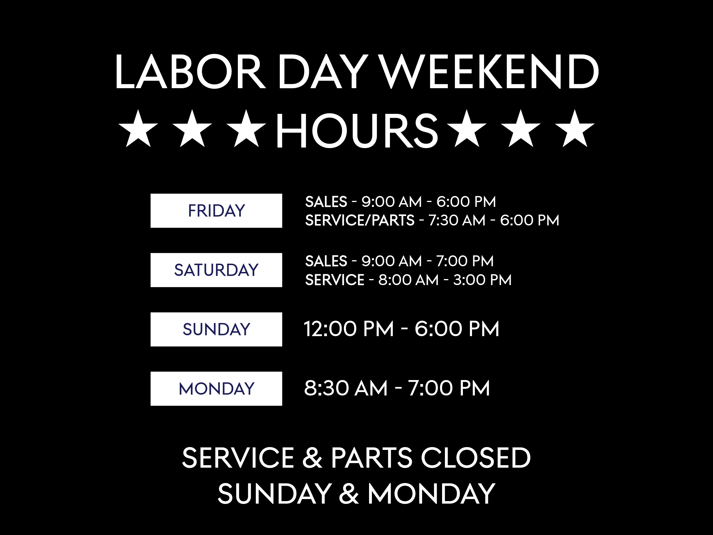 Labor Day Hours